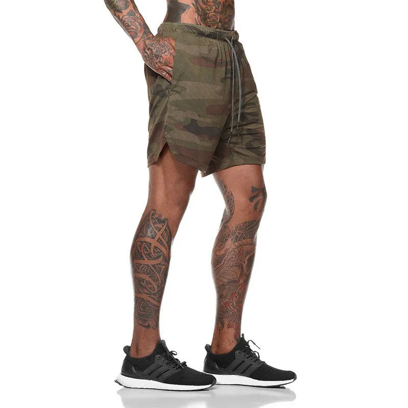 Quick Drying And Breathable Double Layer Men's Fitness Shorts (Pocket zipper）
