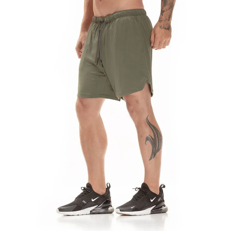 Quick Drying And Breathable Double Layer Men's Fitness Shorts (Pocket zipper）