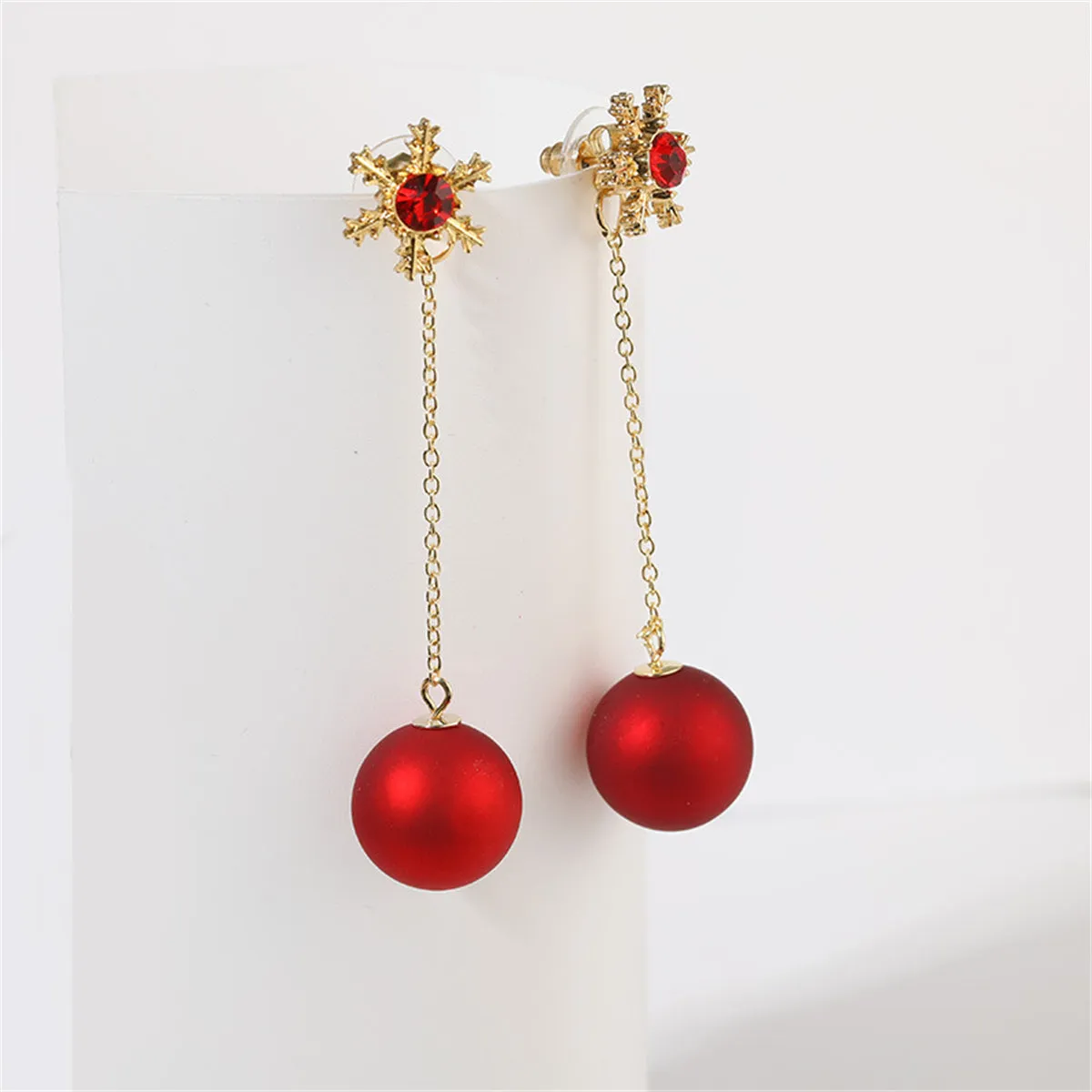 Red Resin & 18K Gold-Plated Zirconia-Accent Snowflake Ear Jackets