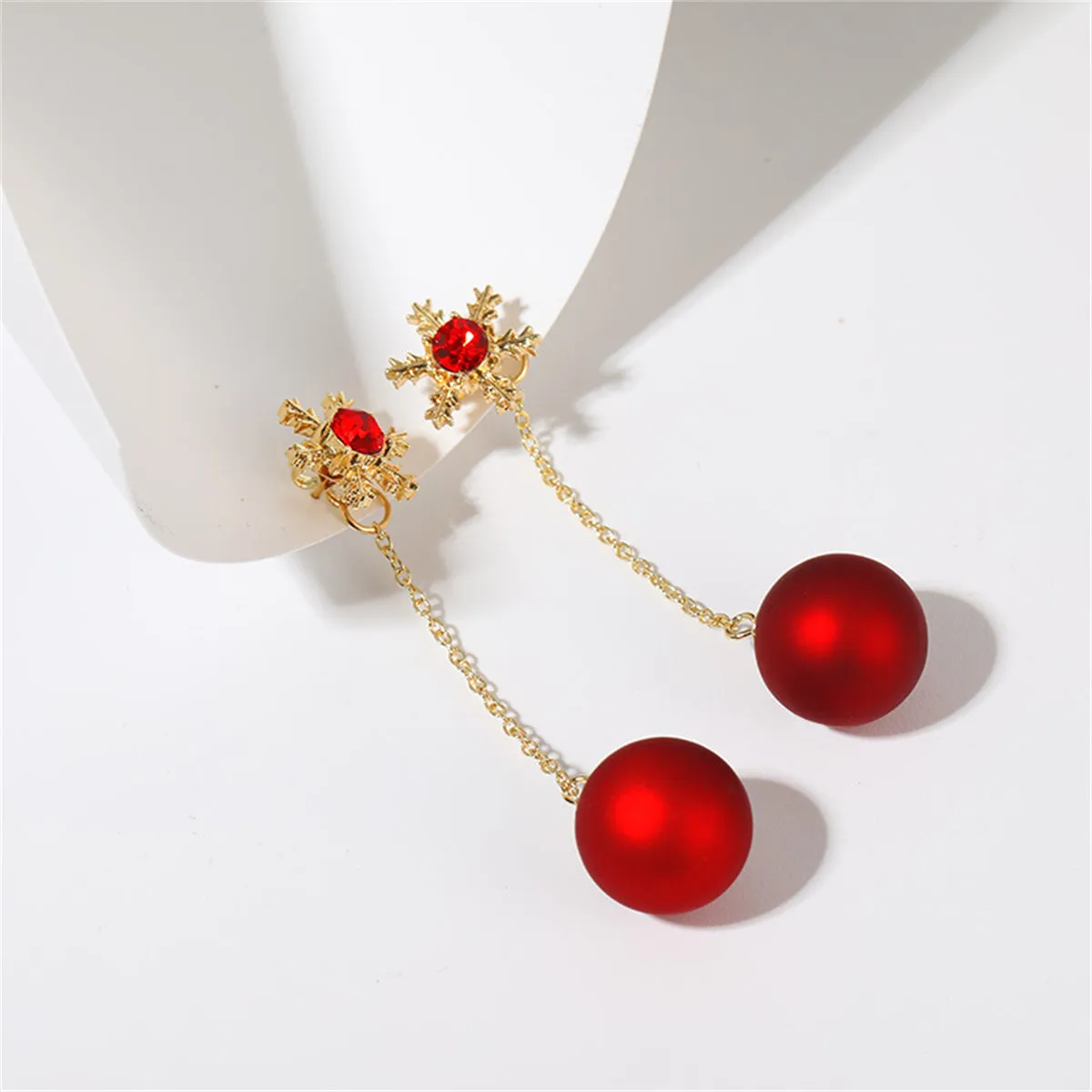 Red Resin & 18K Gold-Plated Zirconia-Accent Snowflake Ear Jackets