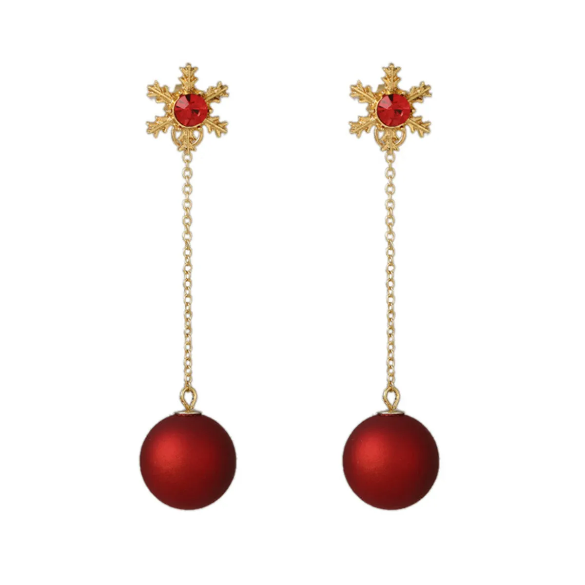 Red Resin & 18K Gold-Plated Zirconia-Accent Snowflake Ear Jackets