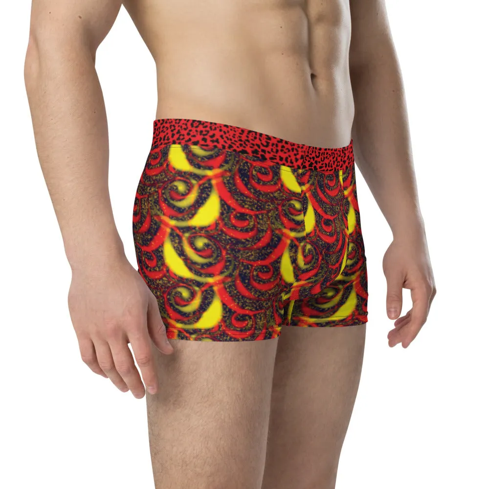 Red Swirls and Cheetah - Crazy-Ass Undies - Men's Boxer Briefs