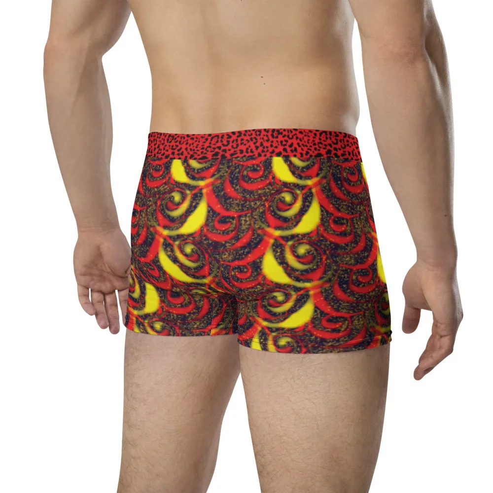 Red Swirls and Cheetah - Crazy-Ass Undies - Men's Boxer Briefs