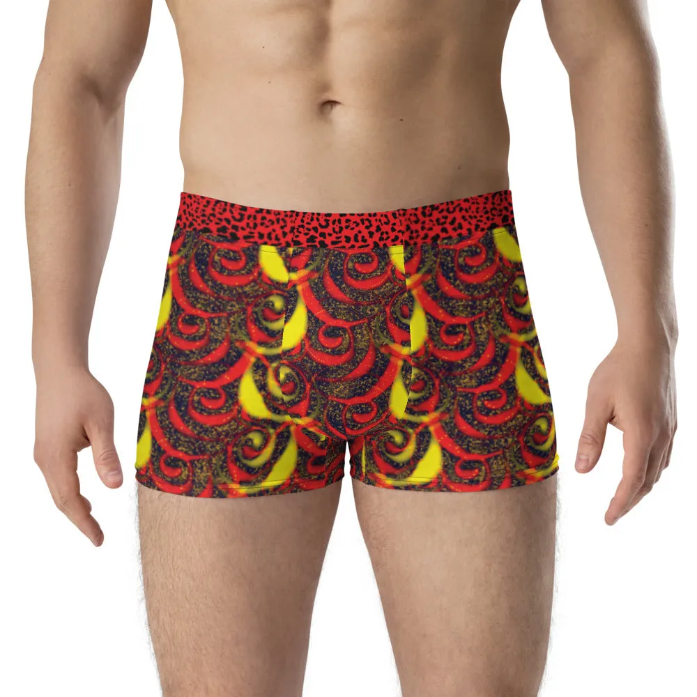 Red Swirls and Cheetah - Crazy-Ass Undies - Men's Boxer Briefs