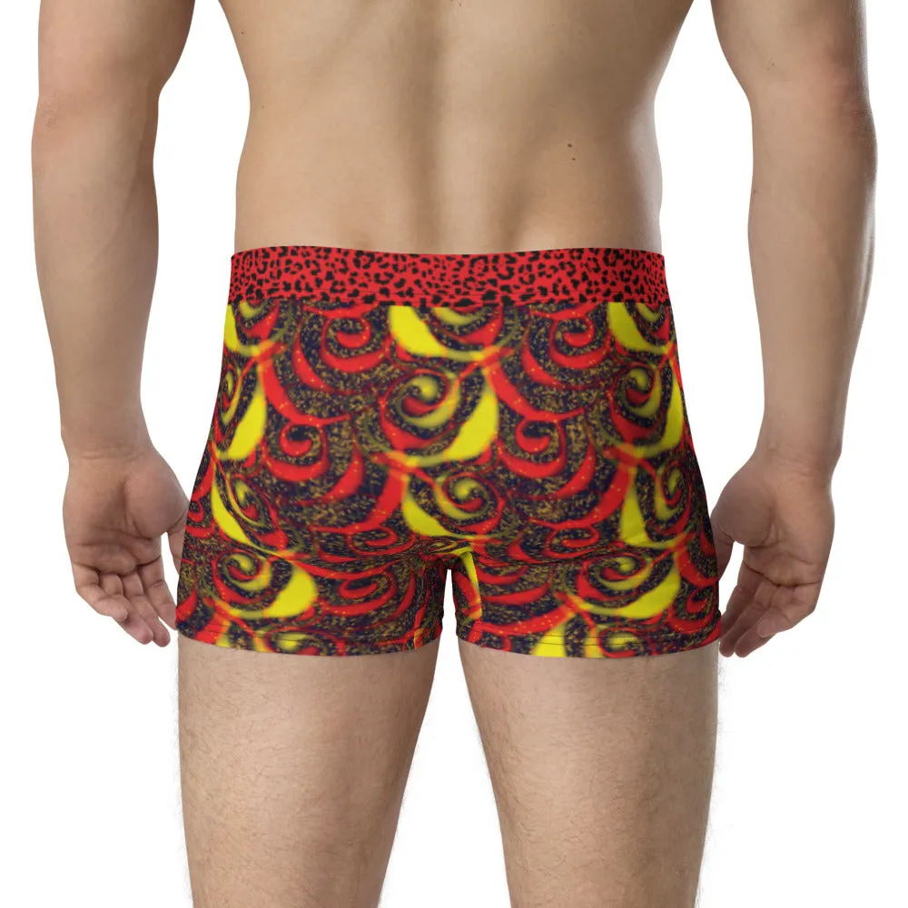 Red Swirls and Cheetah - Crazy-Ass Undies - Men's Boxer Briefs