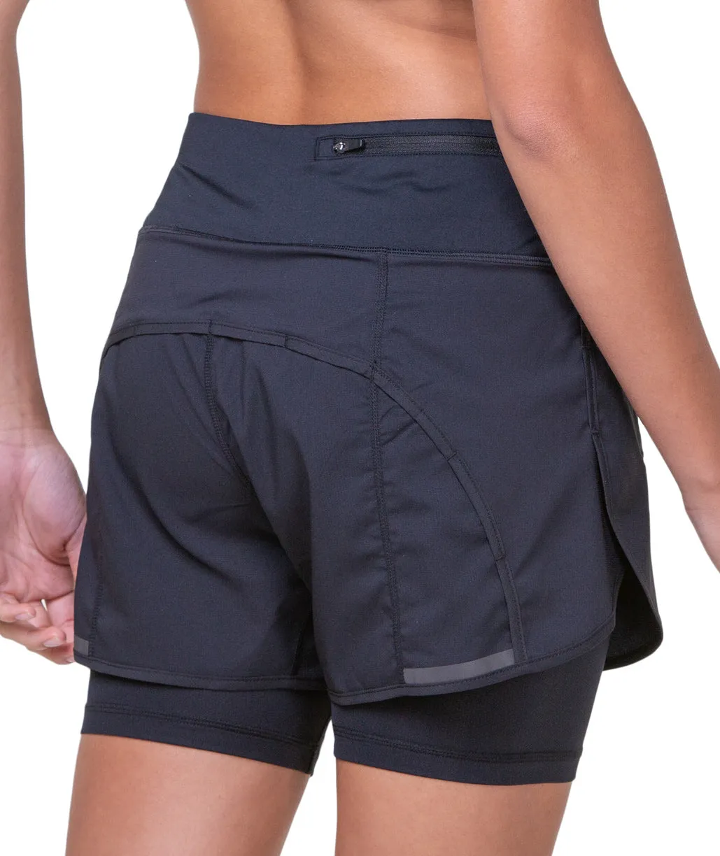 Ronhill Tech 4.5 Inch Twin 2 in 1 Womens Running Shorts - Black