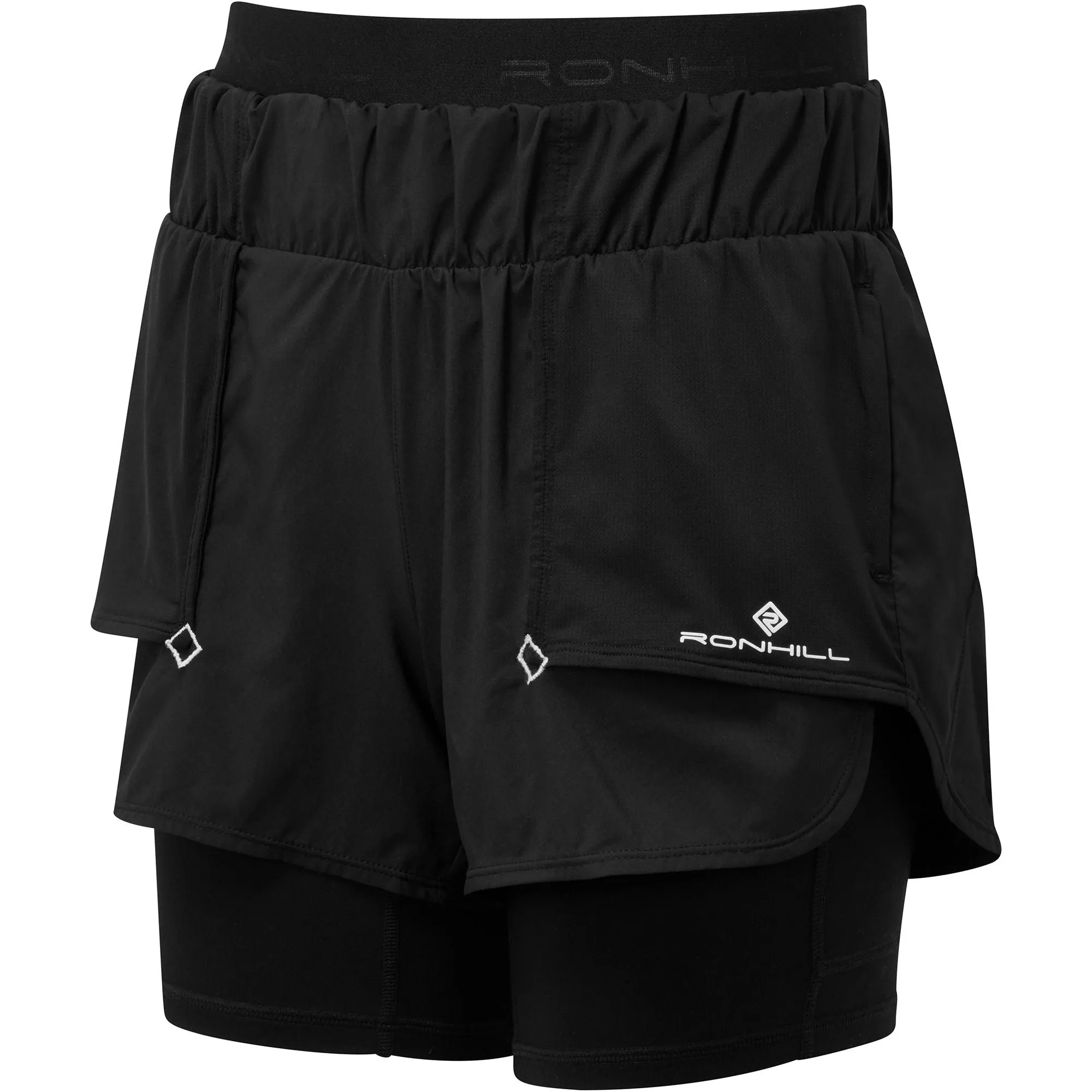 Ronhill Tech Twin 2 In 1 Womens Running Shorts - Black
