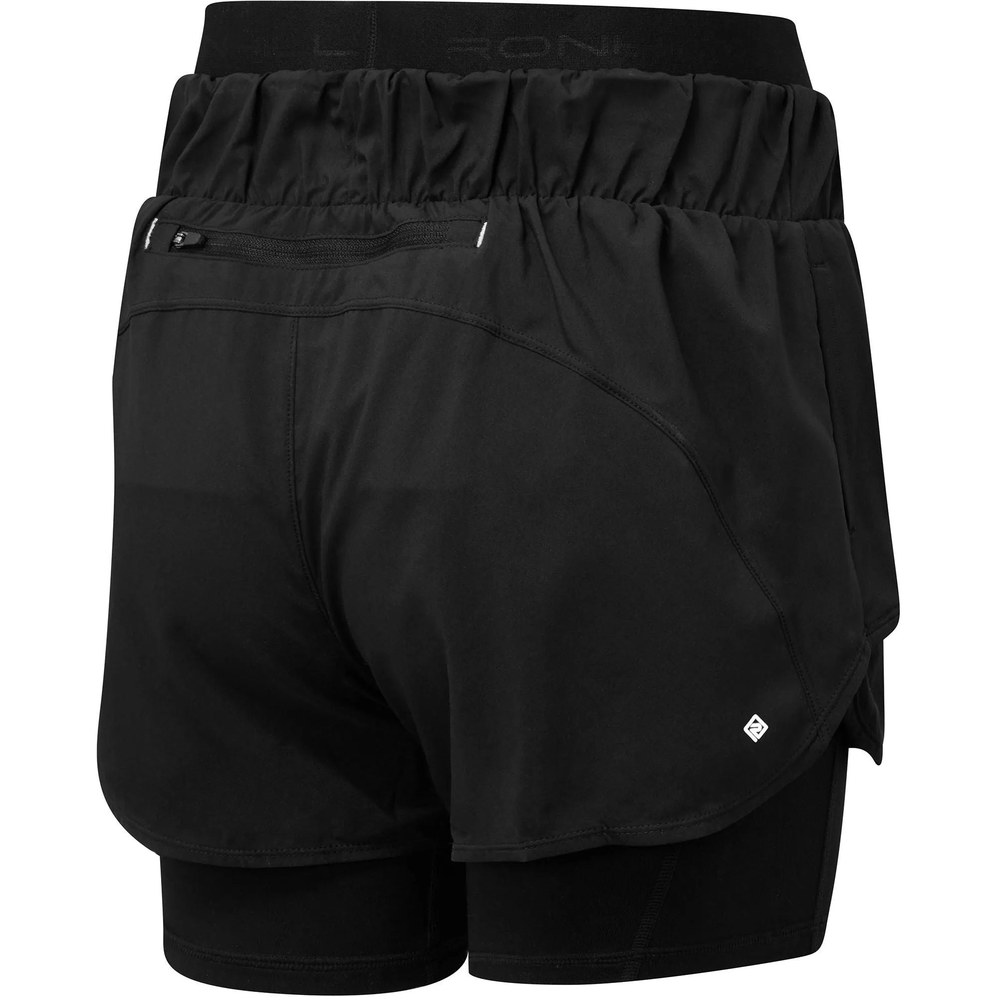 Ronhill Tech Twin 2 In 1 Womens Running Shorts - Black