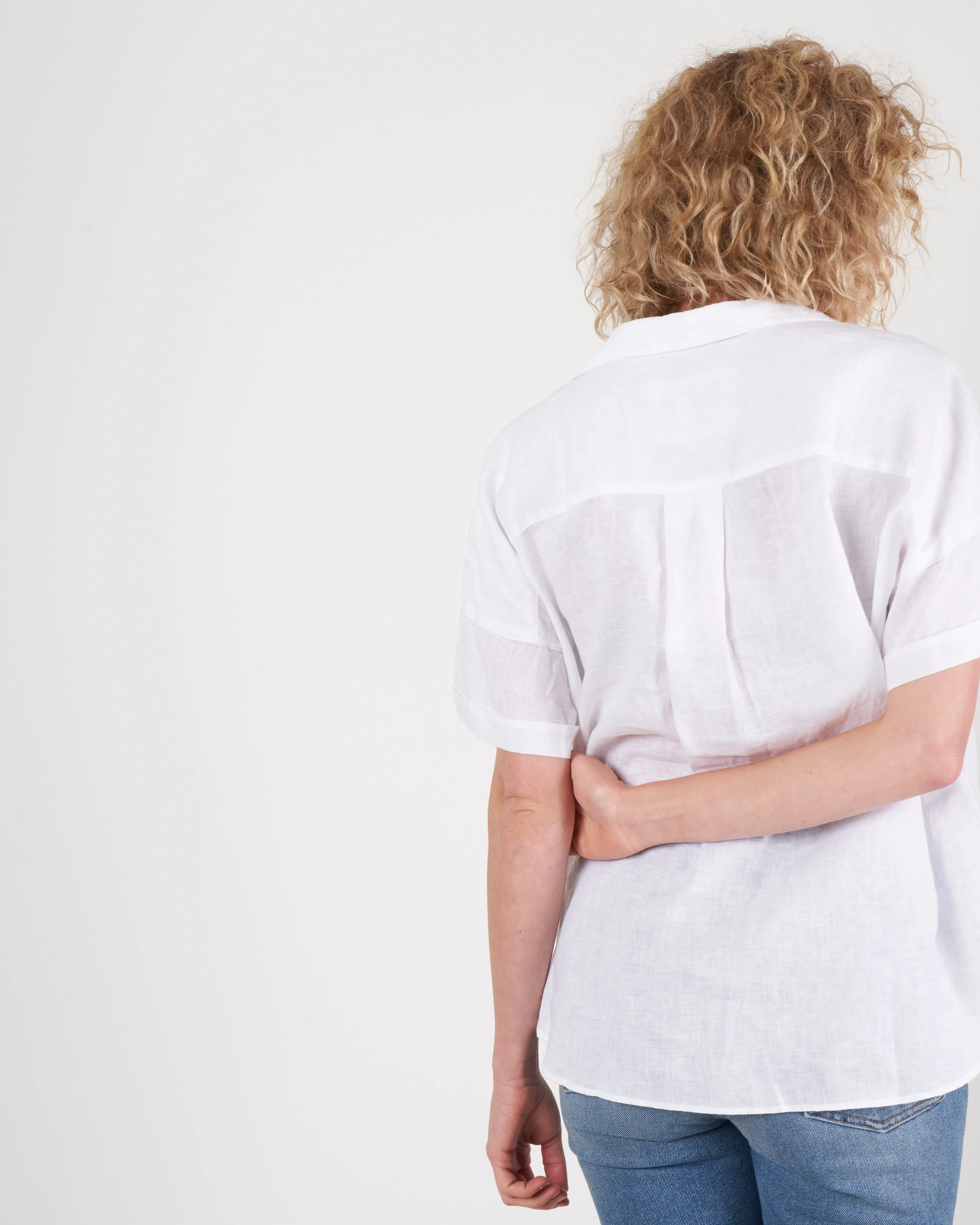 rose woven button up shirt - white linen