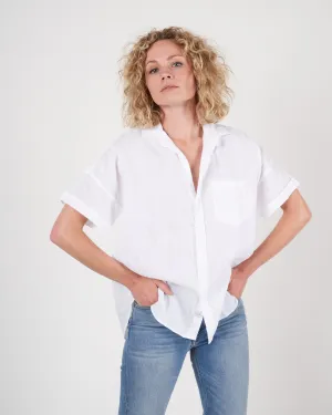 rose woven button up shirt - white linen