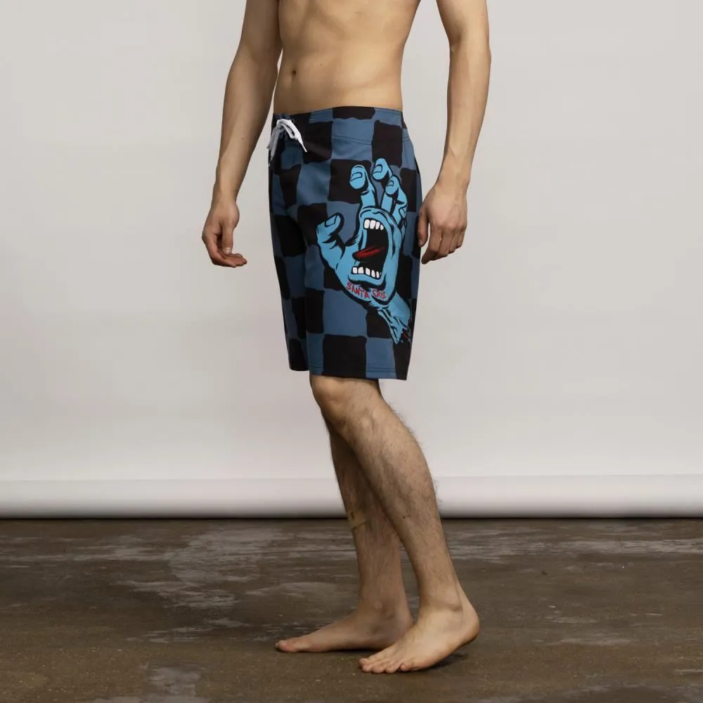 Santa Cruz Board Shorts Screaming Hand Board Short - Dusty Blue Check
