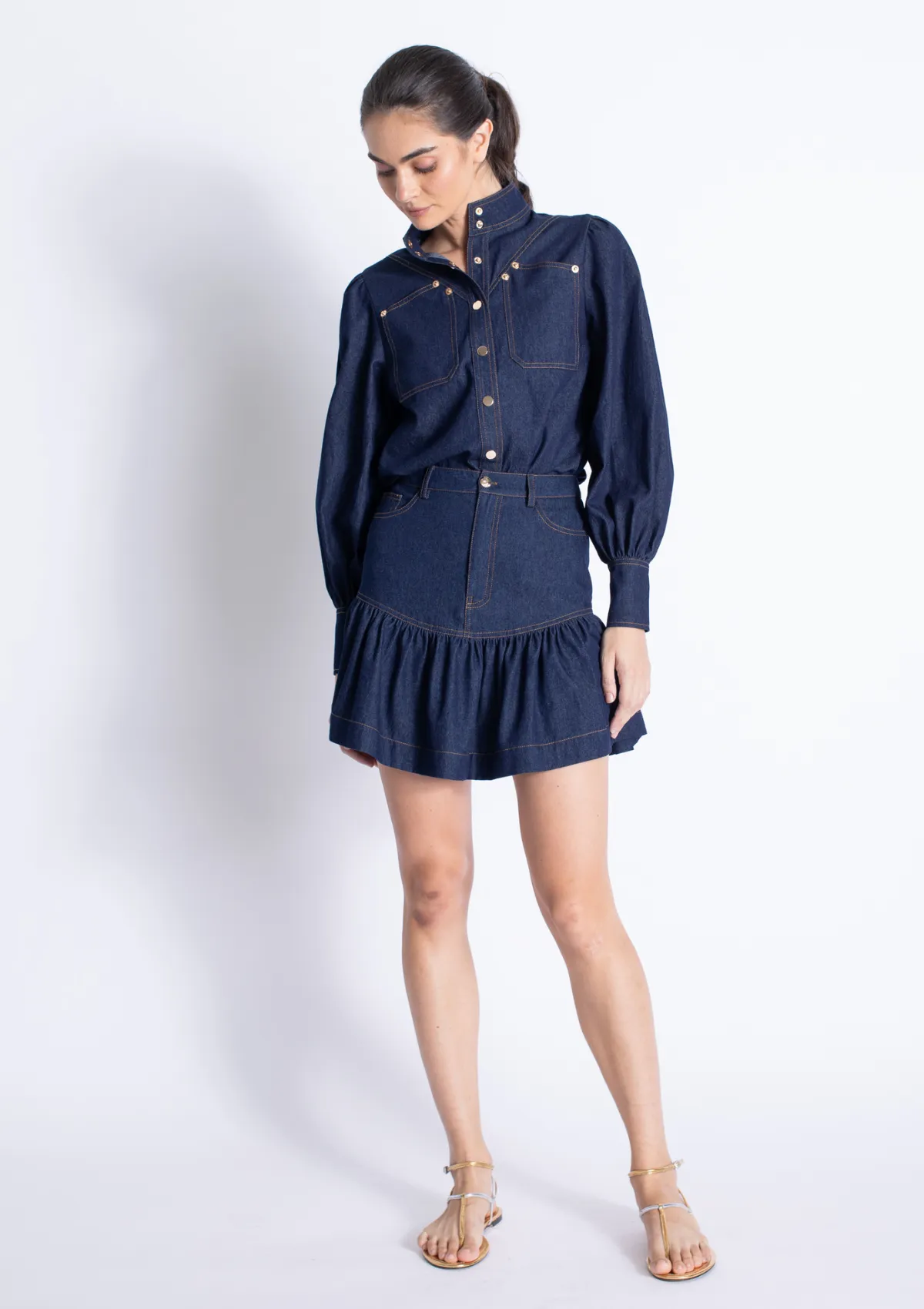 Saraswati Denim Top