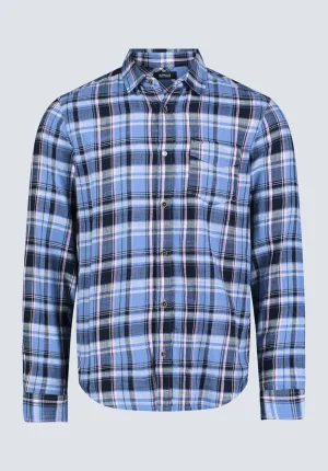 Saroz Men's Classic Plaid Button-Up Shirt, Midnight Blue - BM24499