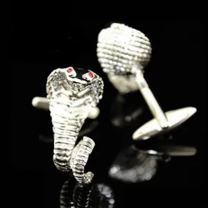 Silver Mens Stainless Steel Snakes Cufflinks for Shirt with Box - Hand Crafted Perfect Gift