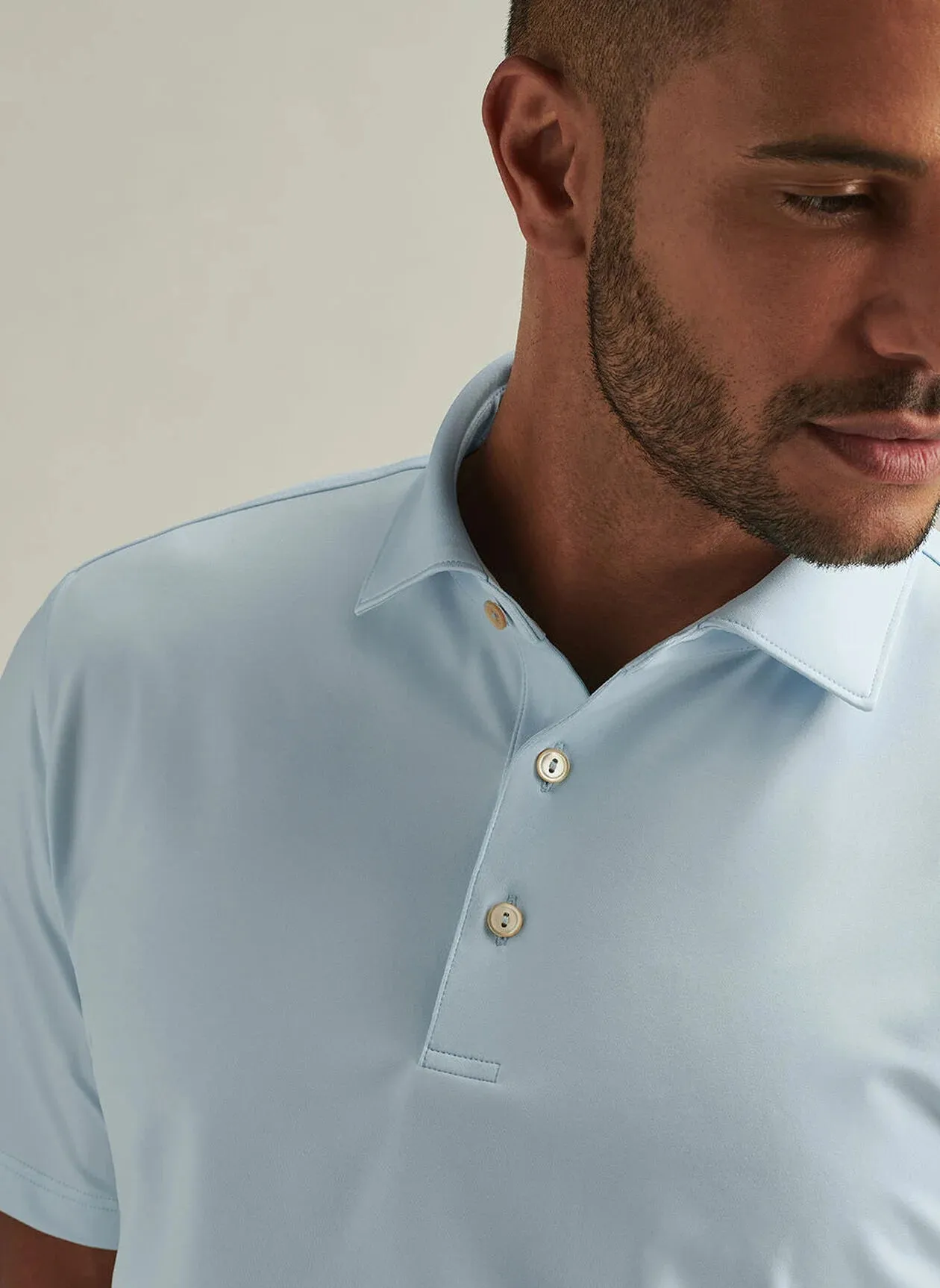 Solid Performance Jersey Polo (Pale Blue)