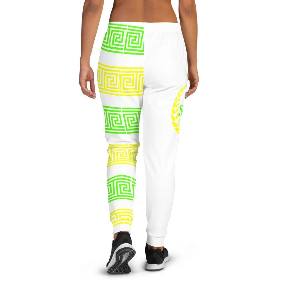 STFU Greek Joggers - Green & Yellow on White