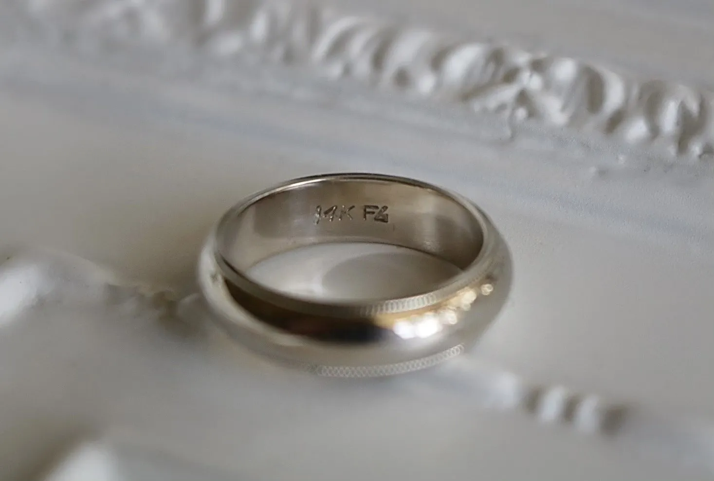 Substantial 14k White Gold Wedding Band