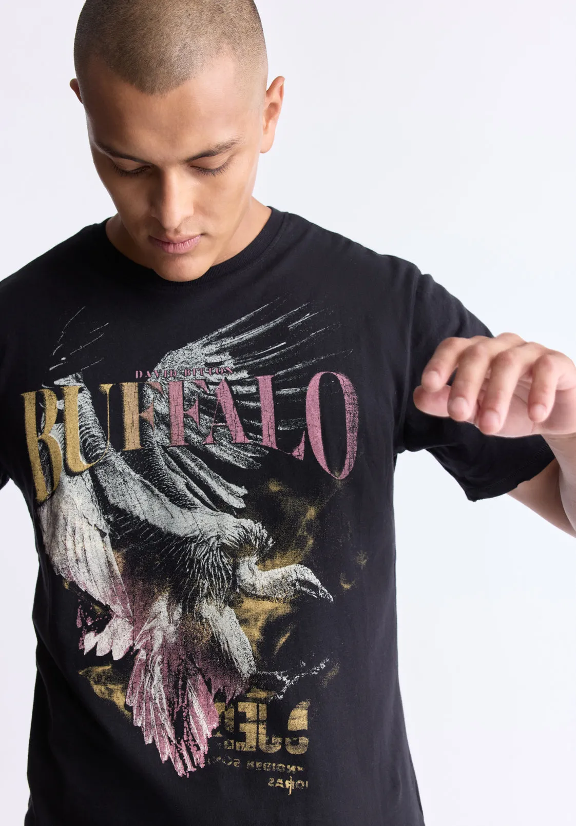 Takuma Men's Graphic Eagle Print T-Shirt, Black - BM24506