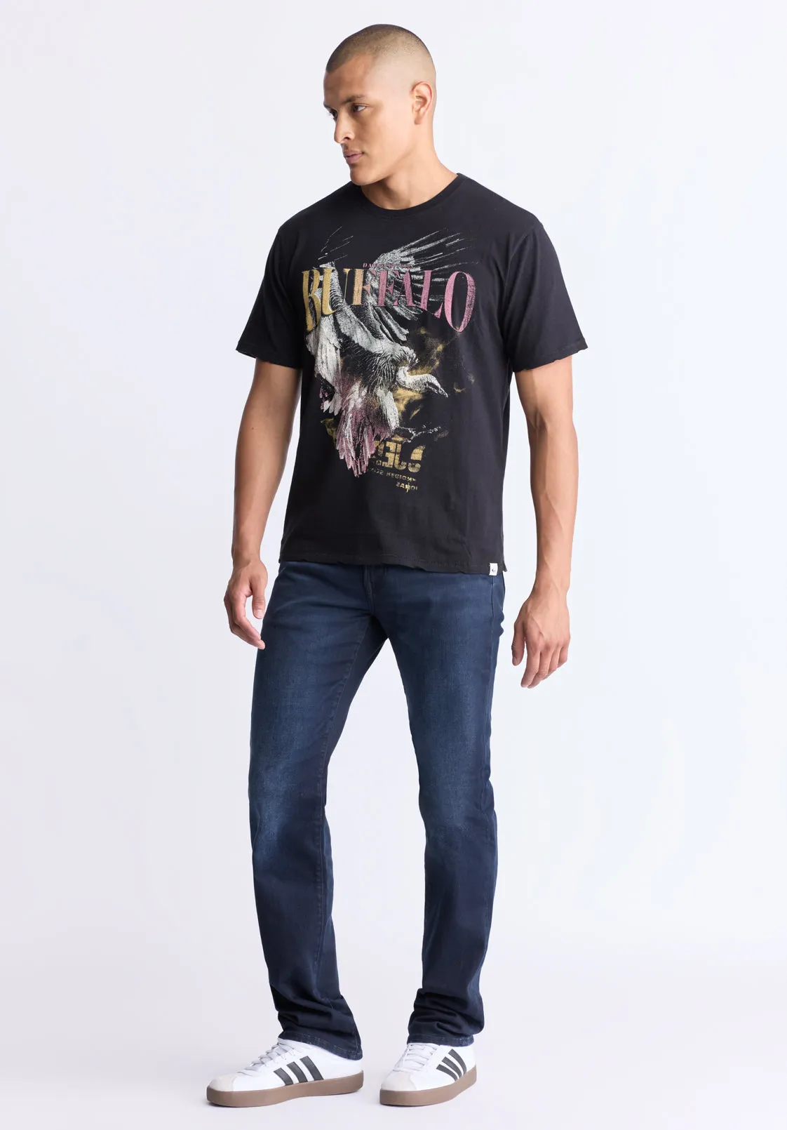 Takuma Men's Graphic Eagle Print T-Shirt, Black - BM24506