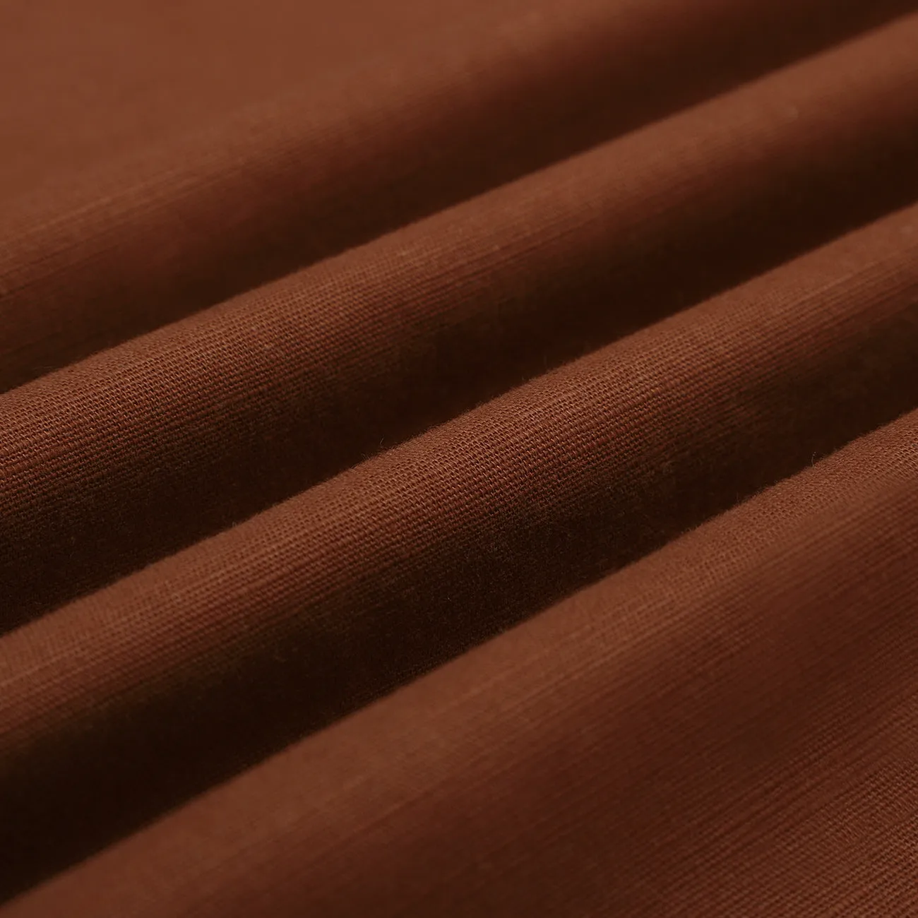 Tawny Brown Mandarin Collar Cotton Shirt
