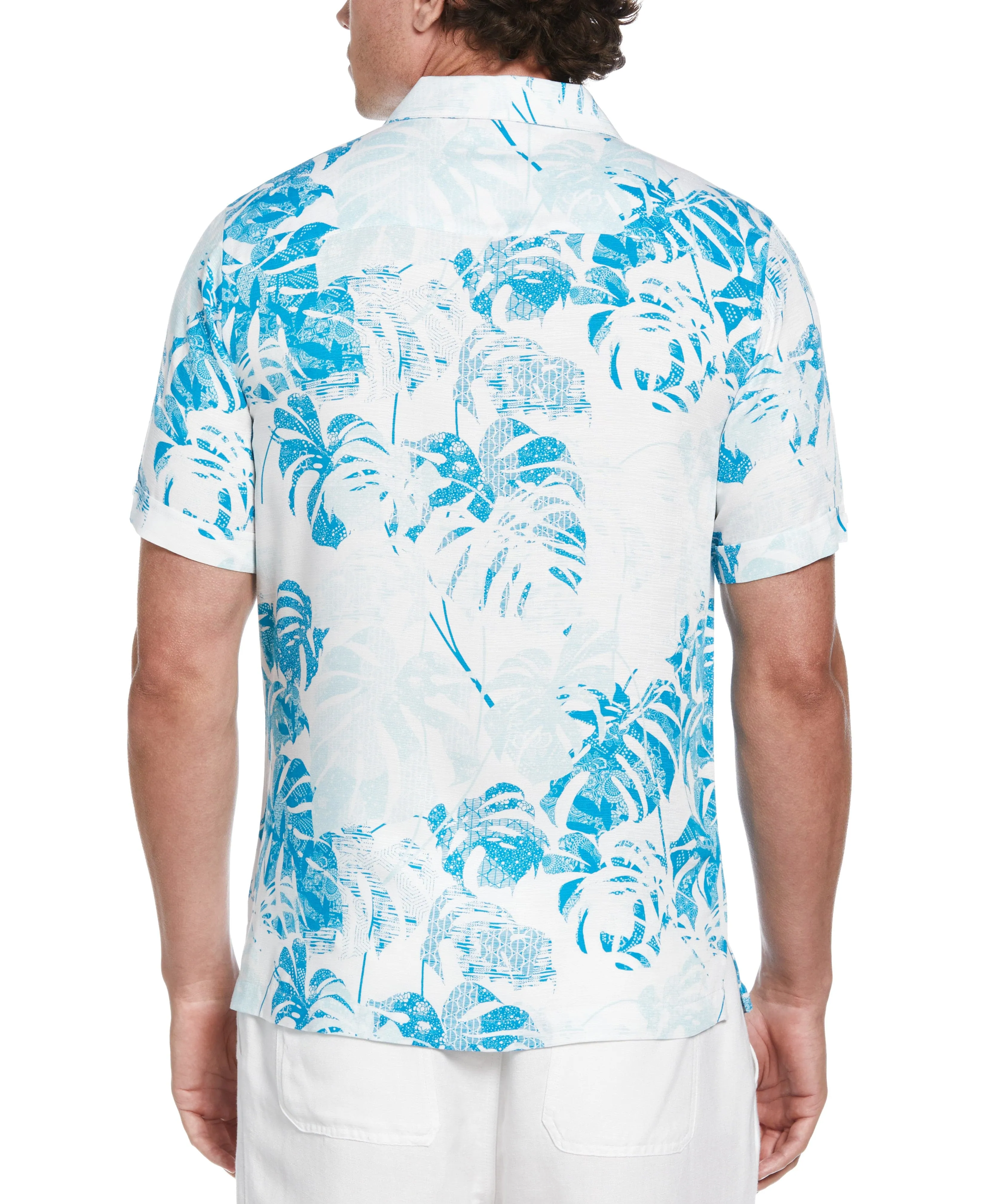 Textured Geometric Palm Print Shirt