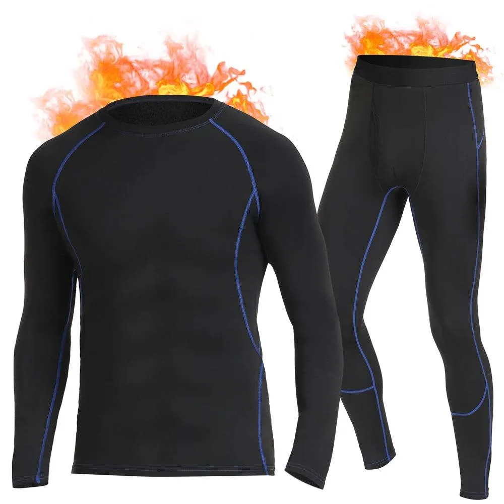 Thermal Underwear Set Mens Long Johns Quick Dry Base Layer with Fleece Lined Compression