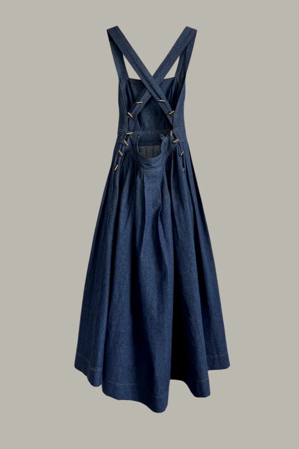 Traveling Pinafore Dress Dark Indigo Blue Denim {Made to Order}