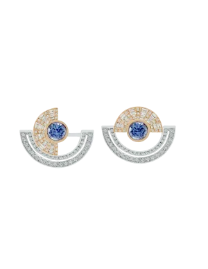 Twist Reflection Blue Sapphire Diamond Double Jacket Earrings