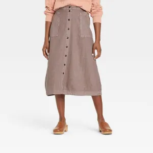 Universal Thread Women's Button-Front Utility Midi Skirt 84241187