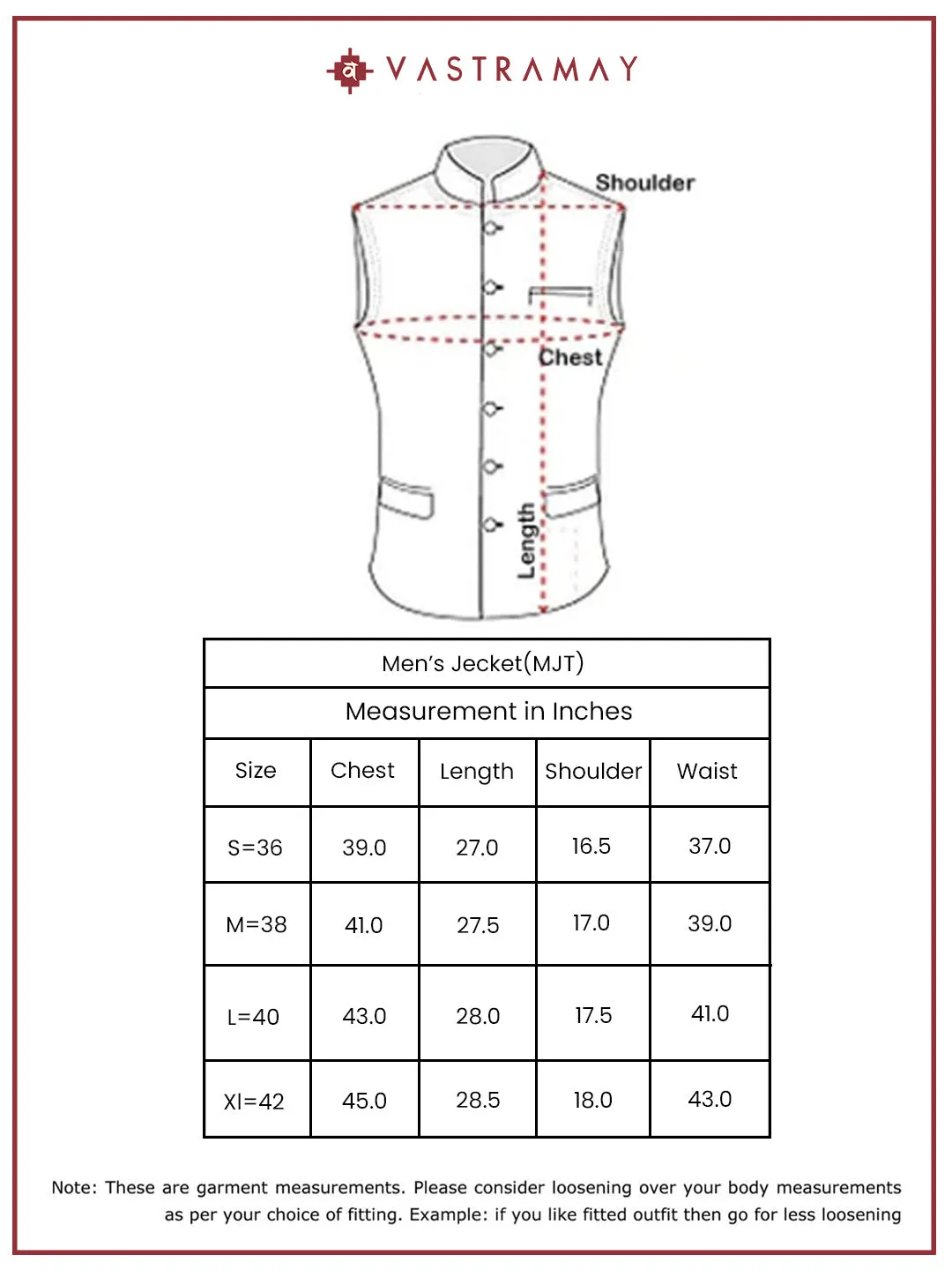 VASTRAMAY Men's Peach - Nehru Jacket