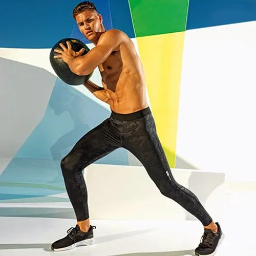 Vegan Men's TriDri Training Sports Wear Gym Leggings | Black Camo