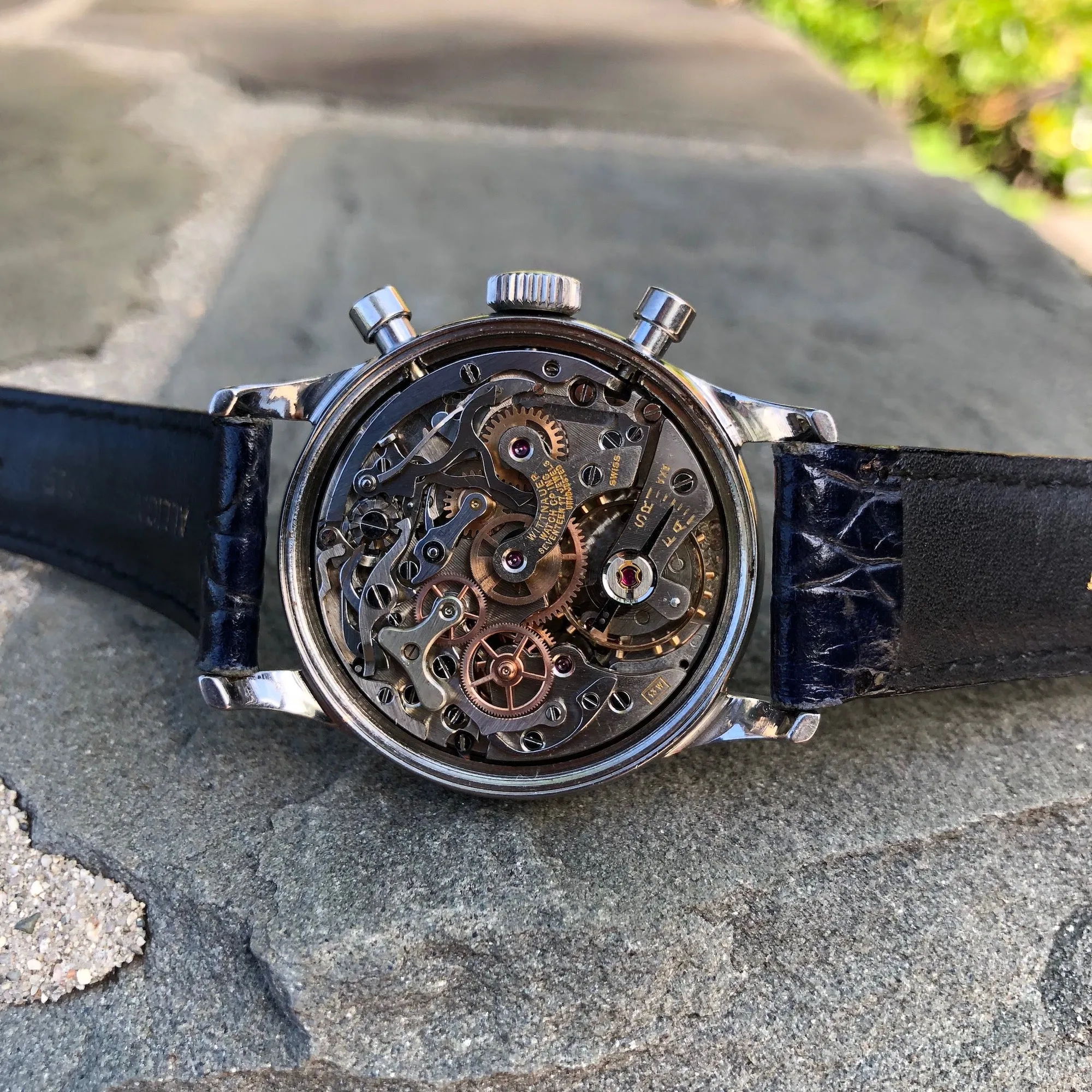 Vintage Wittnauer 800 Steel Chronograph Valjoux 72 35mm Wristwatch Circa 1960's