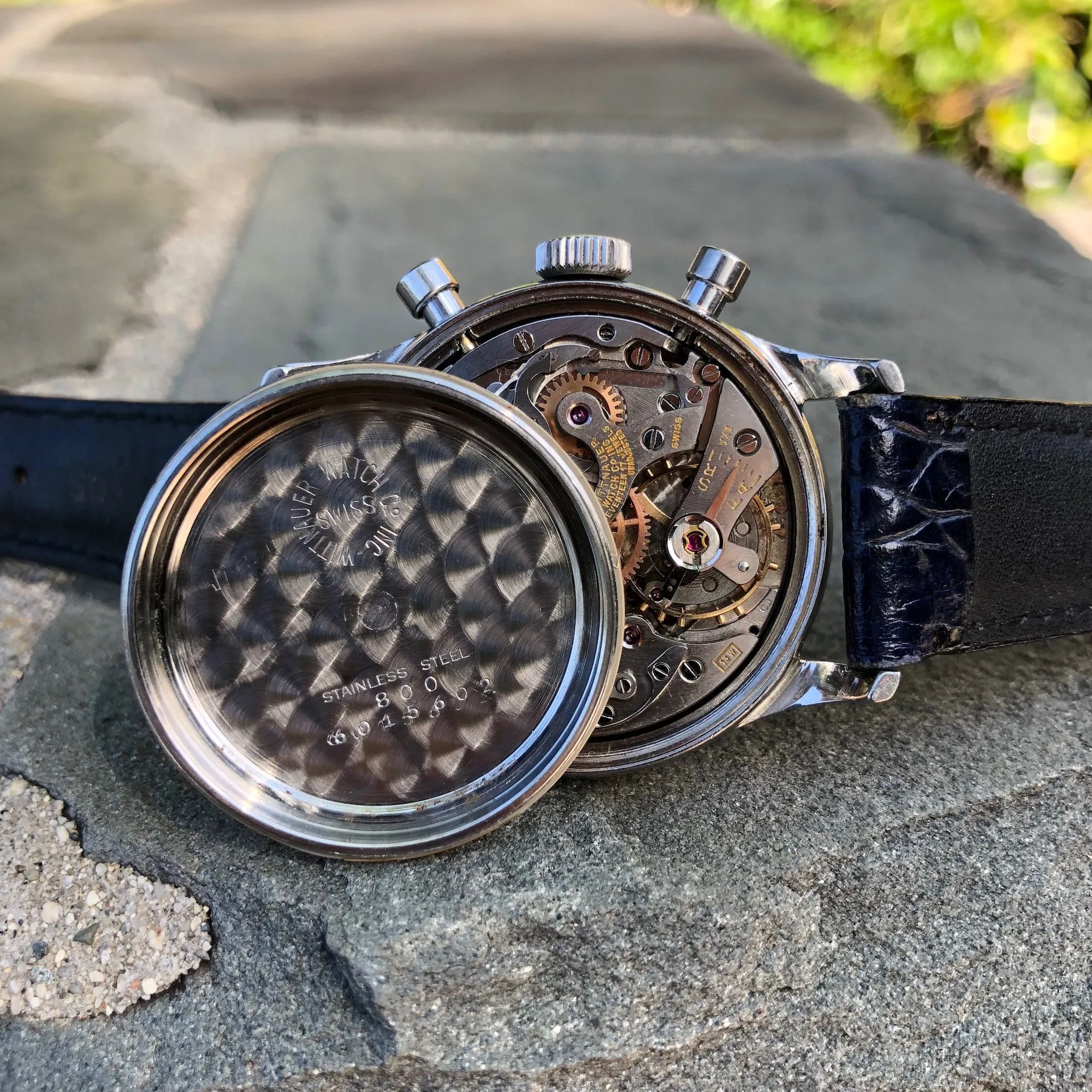 Vintage Wittnauer 800 Steel Chronograph Valjoux 72 35mm Wristwatch Circa 1960's