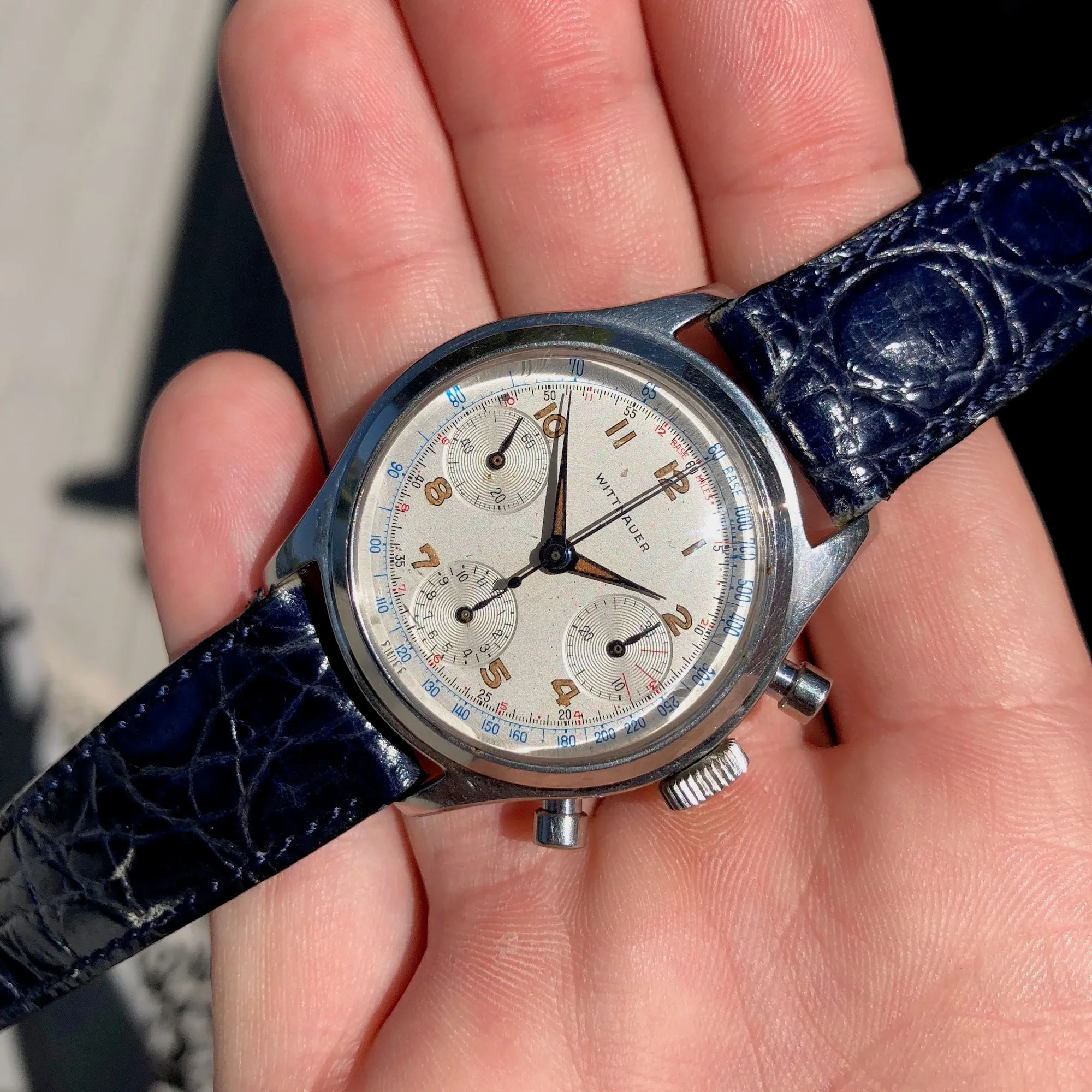 Vintage Wittnauer 800 Steel Chronograph Valjoux 72 35mm Wristwatch Circa 1960's