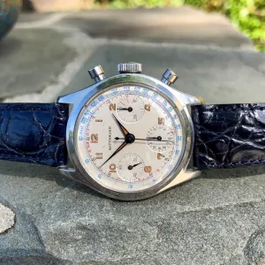 Vintage Wittnauer 800 Steel Chronograph Valjoux 72 35mm Wristwatch Circa 1960's
