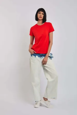 Women Denim Frayed Wide Leg GOLD