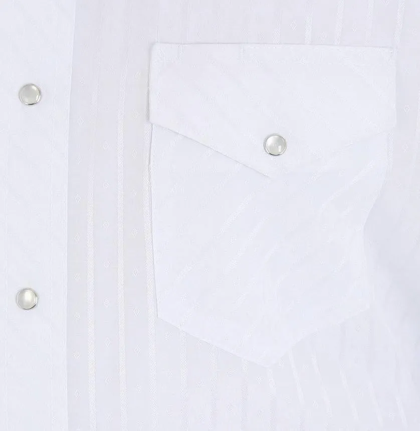 Wrangler Silver Edition Western Snap Long Sleeve White Shirt