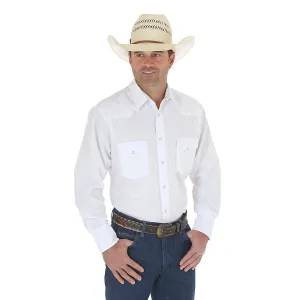 Wrangler Silver Edition Western Snap Long Sleeve White Shirt