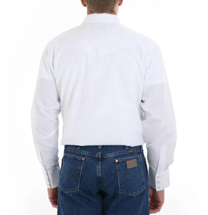 Wrangler Silver Edition Western Snap Long Sleeve White Shirt