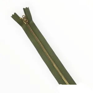 Ykk Metal Gold Close End 20cm Zip 566 Olive
