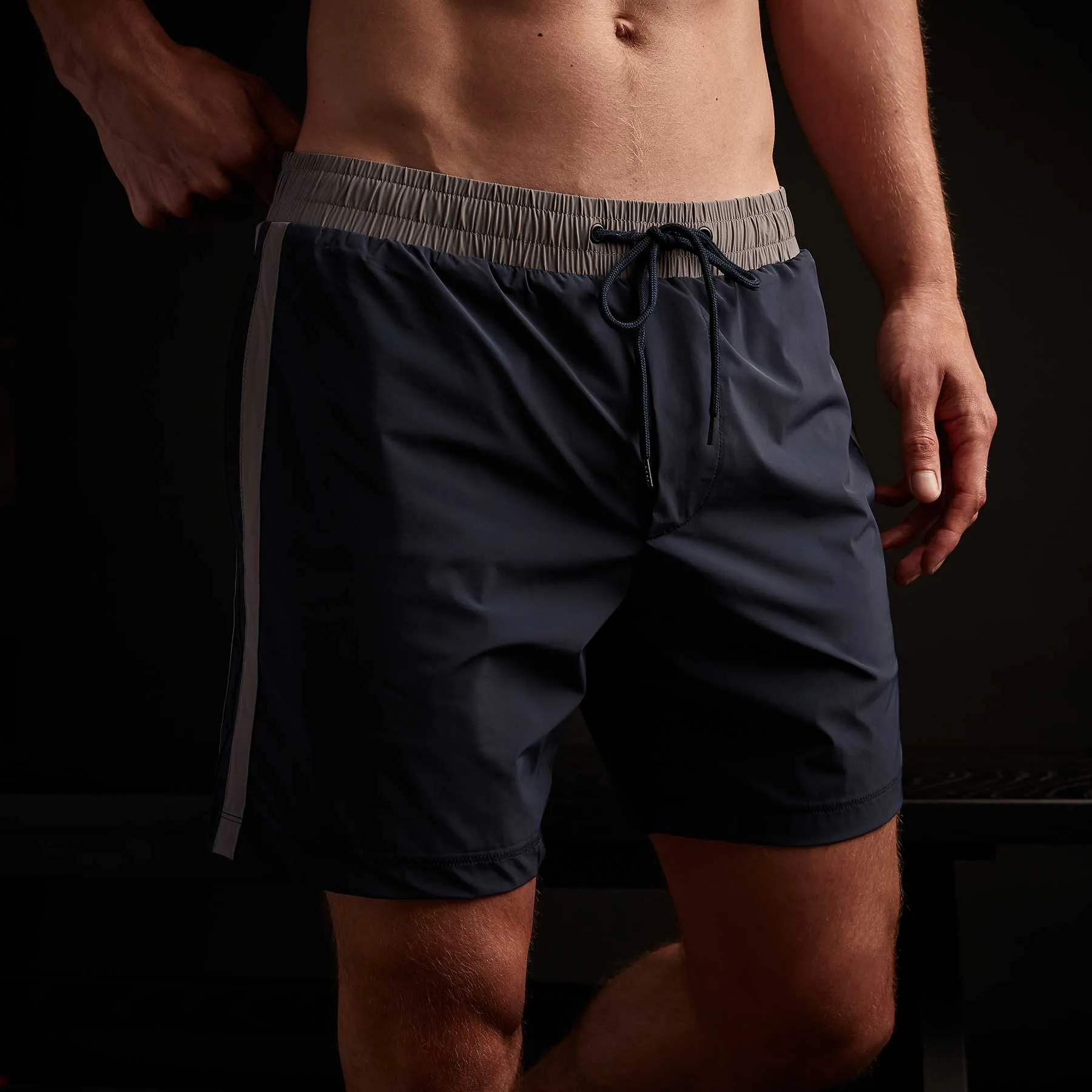 Y/OSEMITE Double Stripe Swim Short - True Navy/Dusk