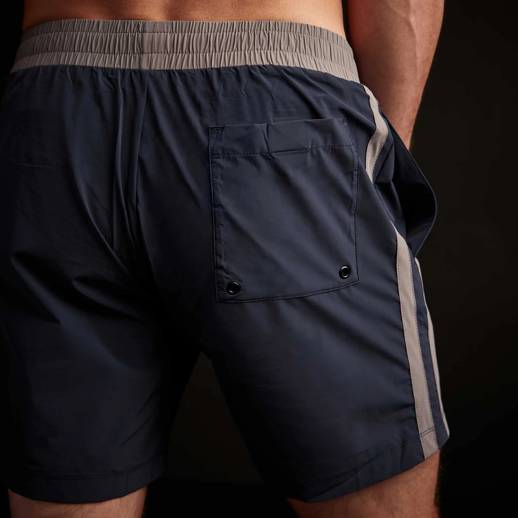 Y/OSEMITE Double Stripe Swim Short - True Navy/Dusk