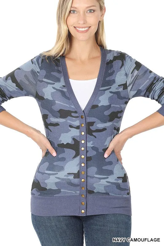 ZE214 - SNAP CAMO CARDIGAN